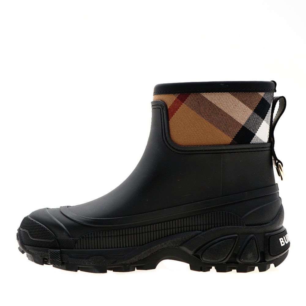 Burberry Black & Tan Short Checked Rain Boots - Picture 5 of 9